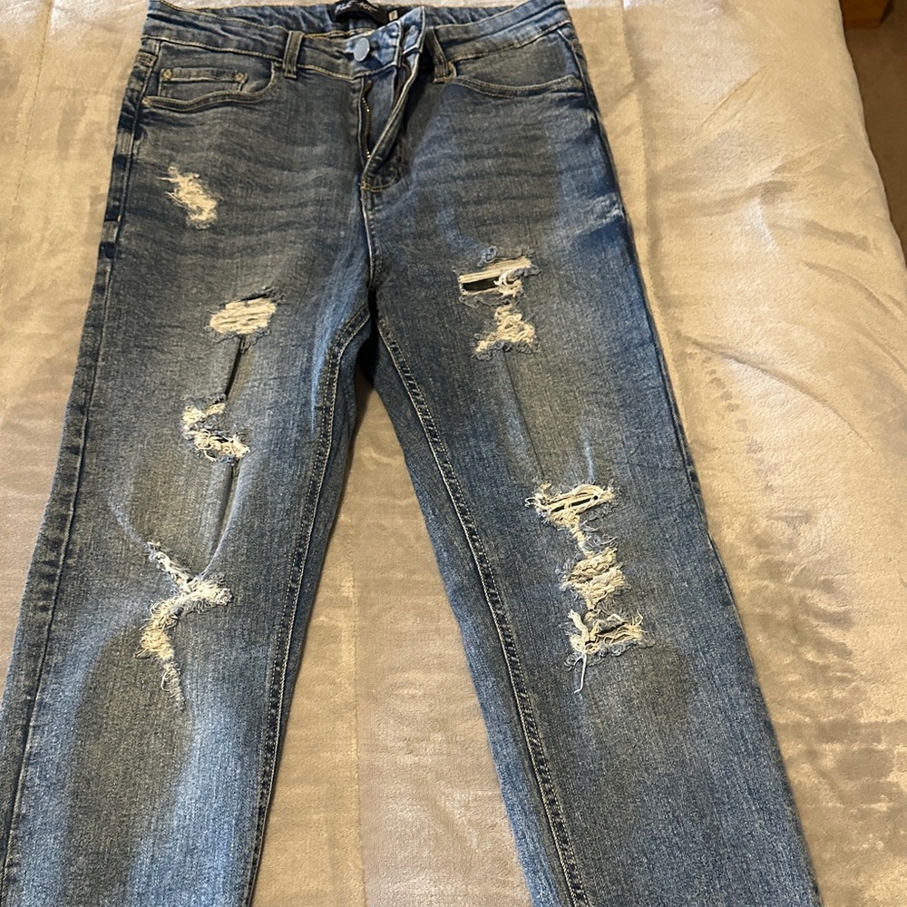 Casual Distressed Blue age  Jeans in Blue